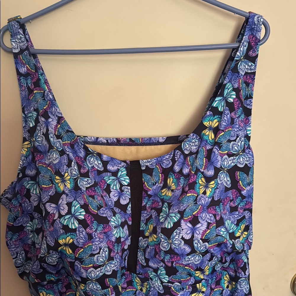 Swimsuits For All Multicolor Butterfly Swimsuit